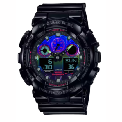 Casio G-Shock Virtual Rainbow Series GA-100RGB-1A Black Resin Band Men Sport Watch